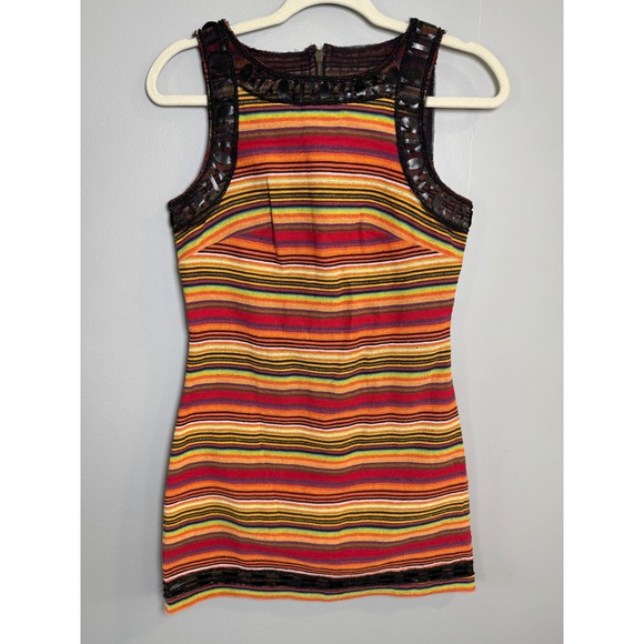Free People Dresses & Skirts - Free People New Romantics Striped Mini Dress 2 Beaded Trim Multicolor Boho
